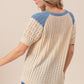 BiBi Textured Contrast Short Sleeve Sweater