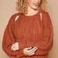 POL Cable Knit Cutout Long Sleeve Sweater