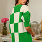 BiBi Checkered Contrast Round Neck Sweater