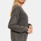 Zenana Washed Round Neck Dropped Shoulder Sweatshirt