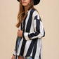 Annie Wear Striped Dropped Shoulder Button Up Shirt