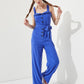 Plus Sleeveless Adjustable Strap Button Jumpsuit