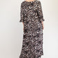 Celeste Full Size Leopard Round Neck Flounce Sleeve Dress