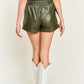 High-rise waist Belted Faux Leather Short JJB5001