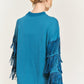 Silver studded fringe sleeve top JJT5009