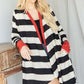 Open Front Striped Draped Cardigan