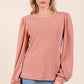 Mittoshop Round Neck Long Sleeve Rib Knit Top