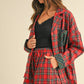 Annie Wear Contrast Plaid Long Sleeve Top and Shorts Set