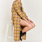 Plaid Print Collar Long Shirt Dress Plus