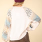 VERY J Printed Long Sleeve Round Neck Knit Top