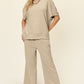 Double Take Full Size Texture Short Sleeve Top and Pants Set