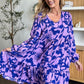 Double Take Full Size Printed Ruffle Hem Long Sleeve Dress