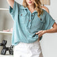 Reborn J Half Button Short Sleeve Top