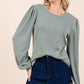 Mittoshop Round Neck Long Sleeve Rib Knit Top