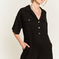 Basic Collar Shirt Wide leg Jumpsuit