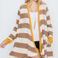 Open Front Striped Draped Cardigan