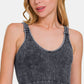 Zenana Washed Ribbed Cropped V-Neck Tank