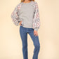 VERY J Printed Long Sleeve Round Neck Knit Top