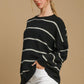 Umgee Wool Blend Striped Round Neck Sweater