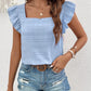 Ruffled Square Neck Cap Sleeve Blouse