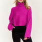 Mock neck wide sleeves top JJK50507