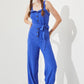 Sleeveless Adjustable Strap Button Down Jumpsuit