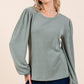 Mittoshop Round Neck Long Sleeve Rib Knit Top