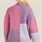 VERY J Color Block Mock Neck Drop Shoulder Sweater