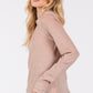 SAGE + FIG Glitter Mock Neck Lettuce Hem Long Sleeve Top