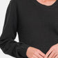 Zenana Ful Size Round Neck Long Sleeve Curved Hem Sweater