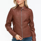 Snobbish PU Leather Biker Jacket with Side Zip Pockets