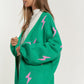 Lightning Bolt Oversized Open Sweater Cardigan