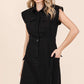 Mittoshop Cargo Pocket Half Button Mini Dress