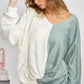 BiBi Twist Front Contrast Cable Knit Top