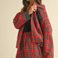 Annie Wear Contrast Plaid Long Sleeve Top and Shorts Set