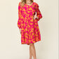 Double Take Full Size Printed Ruffle Hem Long Sleeve Dress