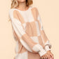 Haptics Full Size Checkered Round Neck Drop Shoulder Sweater