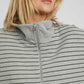 Umgee Striped Half Zip Short Sleeve Sweatshirt