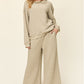 Double Take Full Size Texture Long Sleeve Top and Pants Set