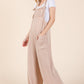 BOMBOM Knot Straps Wide Leg Ribbed Overalls with Pockets