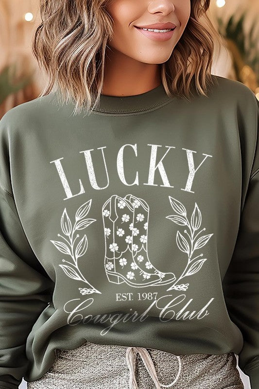 Lucky Cowgirl Boots  Graphic Plus Sweatshirt