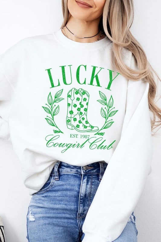 Lucky Cowgirl Boots  Graphic Plus Sweatshirt