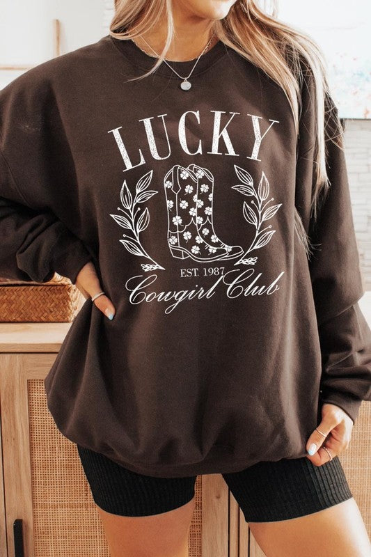 Lucky Cowgirl Boots  Graphic Plus Sweatshirt