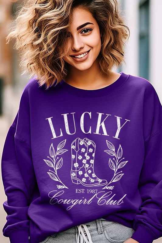 Lucky Cowgirl Boots  Graphic Plus Sweatshirt