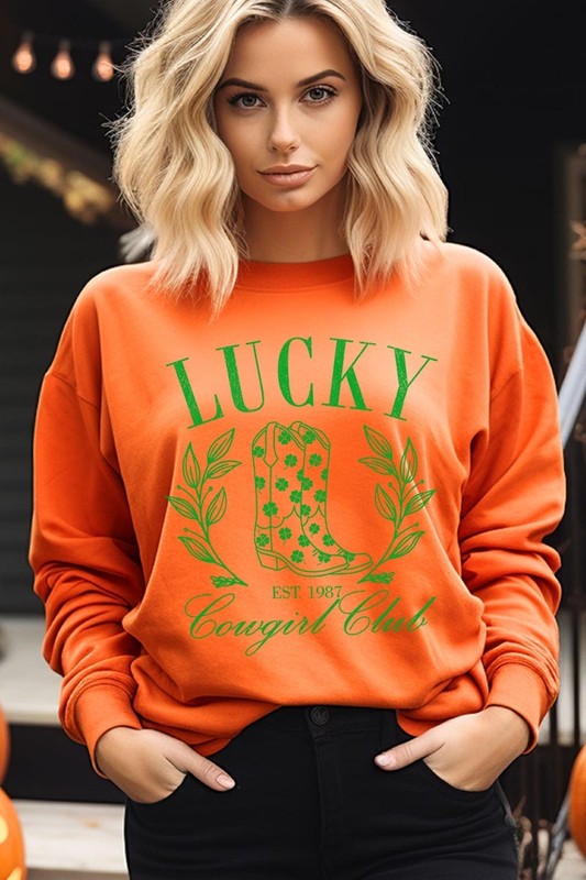 Lucky Cowgirl Boots  Graphic Plus Sweatshirt