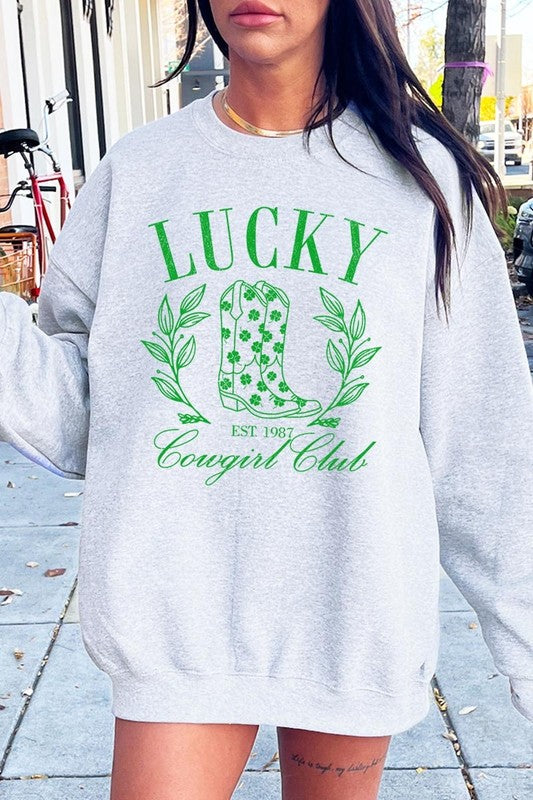 Lucky Cowgirl Boots  Graphic Plus Sweatshirt