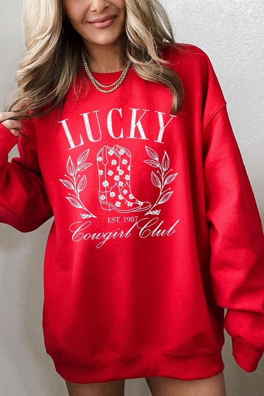 Lucky Cowgirl Boots  Graphic Plus Sweatshirt