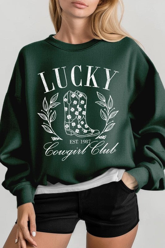 Lucky Cowgirl Boots  Graphic Plus Sweatshirt