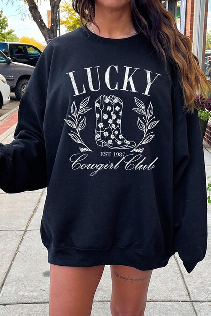 Lucky Cowgirl Boots  Graphic Plus Sweatshirt