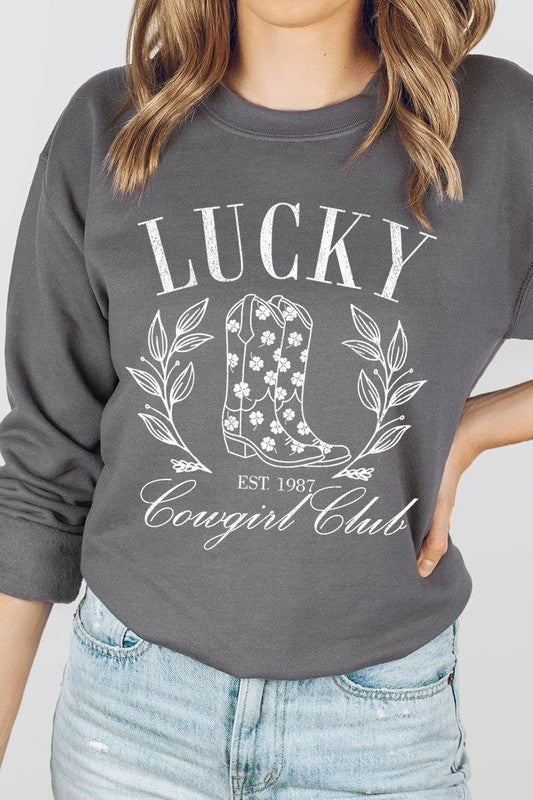 Lucky Cowgirl Boots  Graphic Plus Sweatshirt